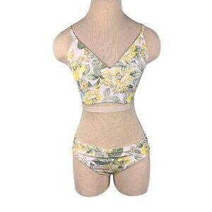 Antonio Melani‎ Floral Printed Beige Green Yellow Swimsuit Set Size Medium
